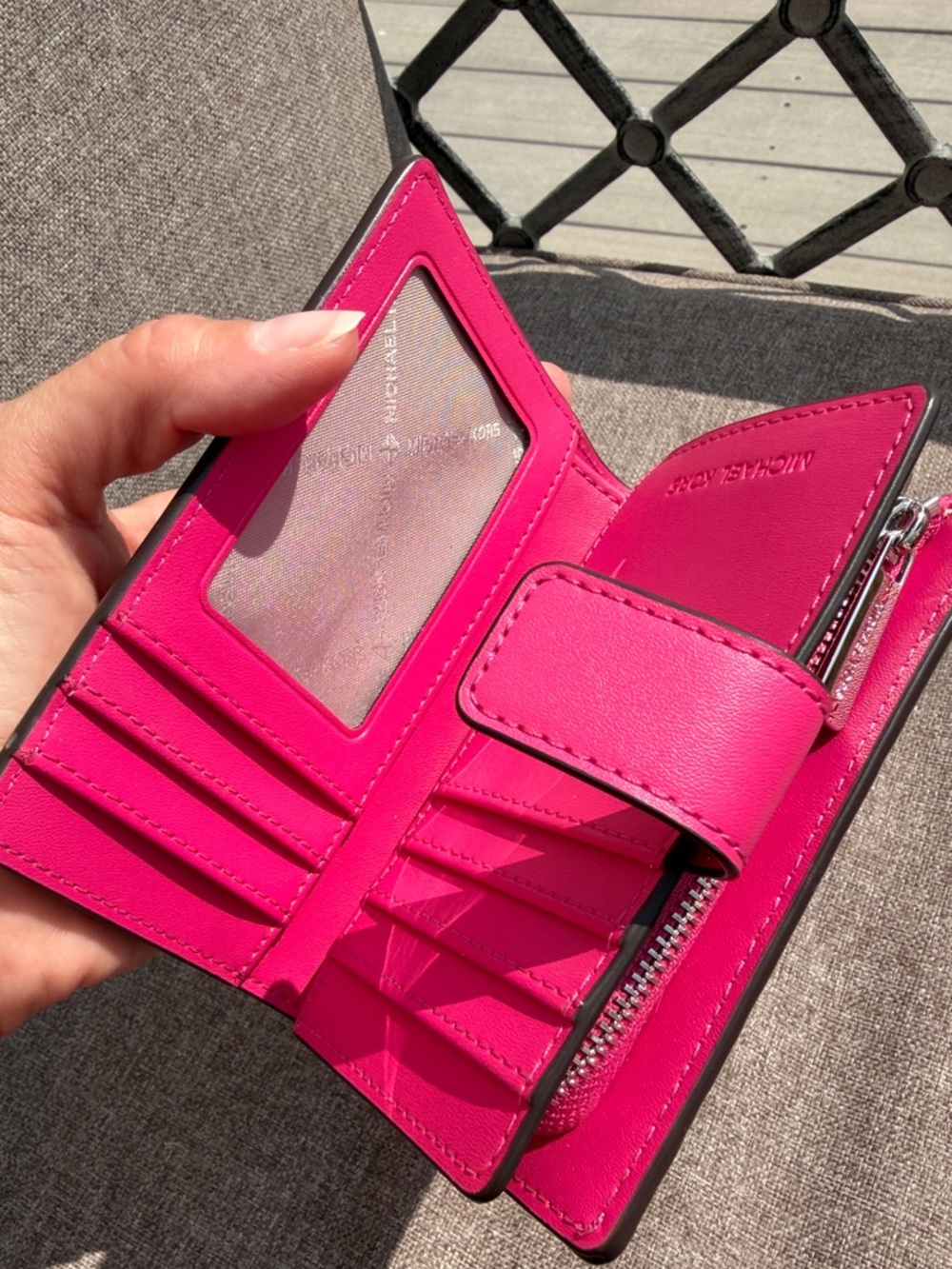 Michael Kors White & Hot Pink Floral Print Wallet & Sterling Silver CZ necklace - Picture 6 of 7